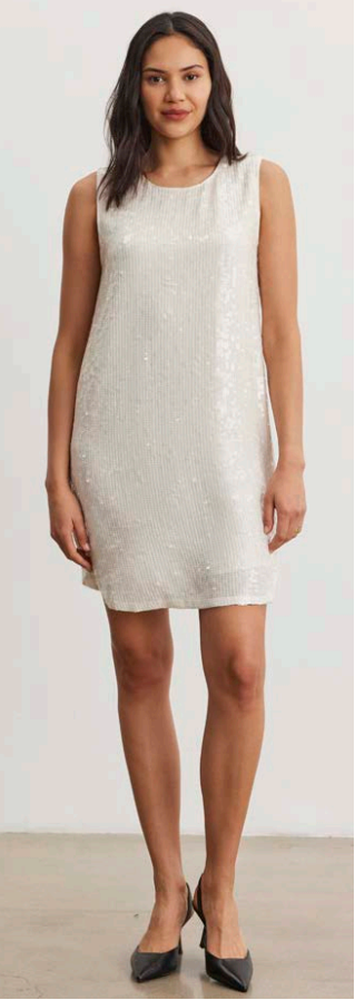 Velvet - Katherine - Sequins Dress in Cream Bernstein & Gold Velvet - Katherine - Sequins Dress in Cream Bernstein & Gold