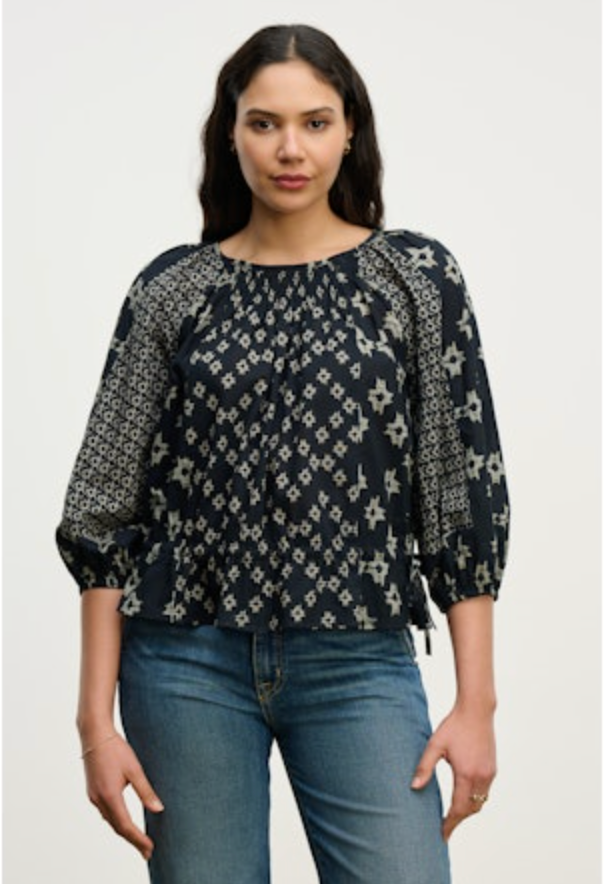 Velvet - Adelaide - Aspen Print Top in Midnight