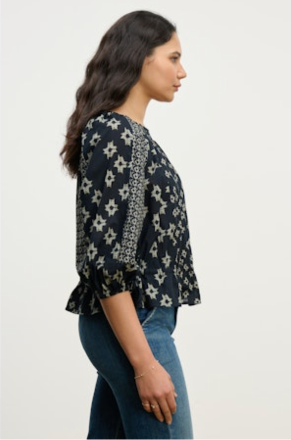 Velvet - Adelaide - Aspen Print Top in Midnight