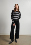 LINE Knitwear - Lainey Ribbed Crewneck Sweater in Noir Stripe