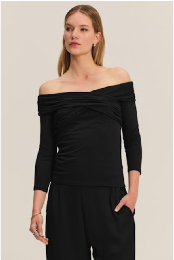 Velvet - Clarissa - Gauzy Whisper Novelty Top in Black