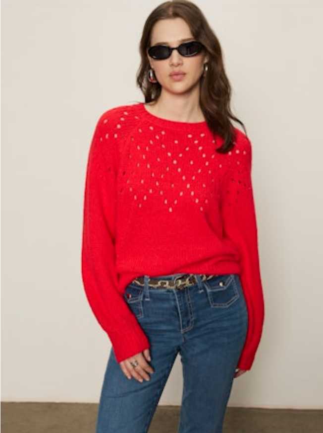 Sanctuary - Femme Openwork Sweater in Tulip