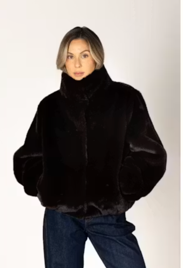 Lyla & Luxe - Kendra - Faux Fur Short Coat in Brown