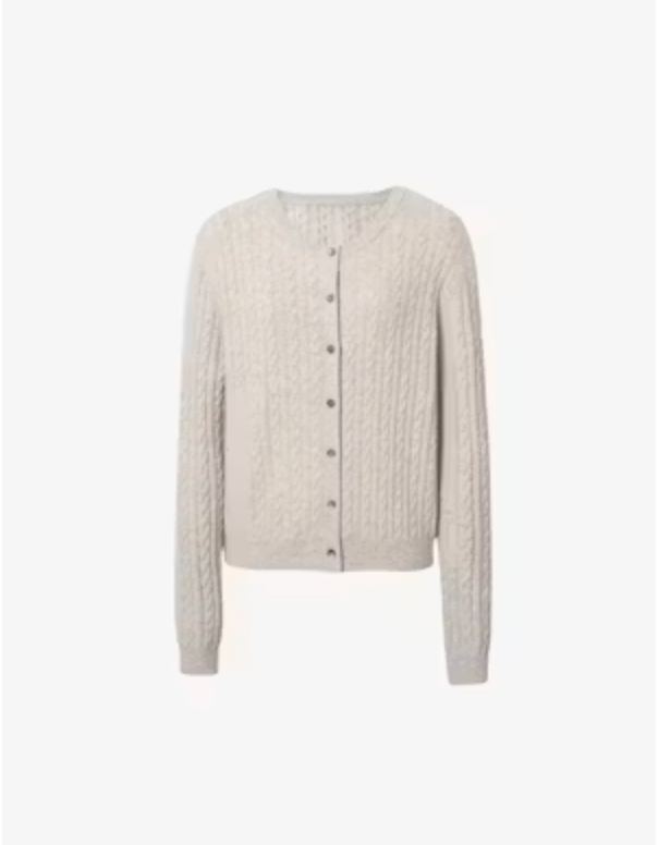 Meilleur Moment - Cable-Knit Cardigan in Raw Velvet Beige