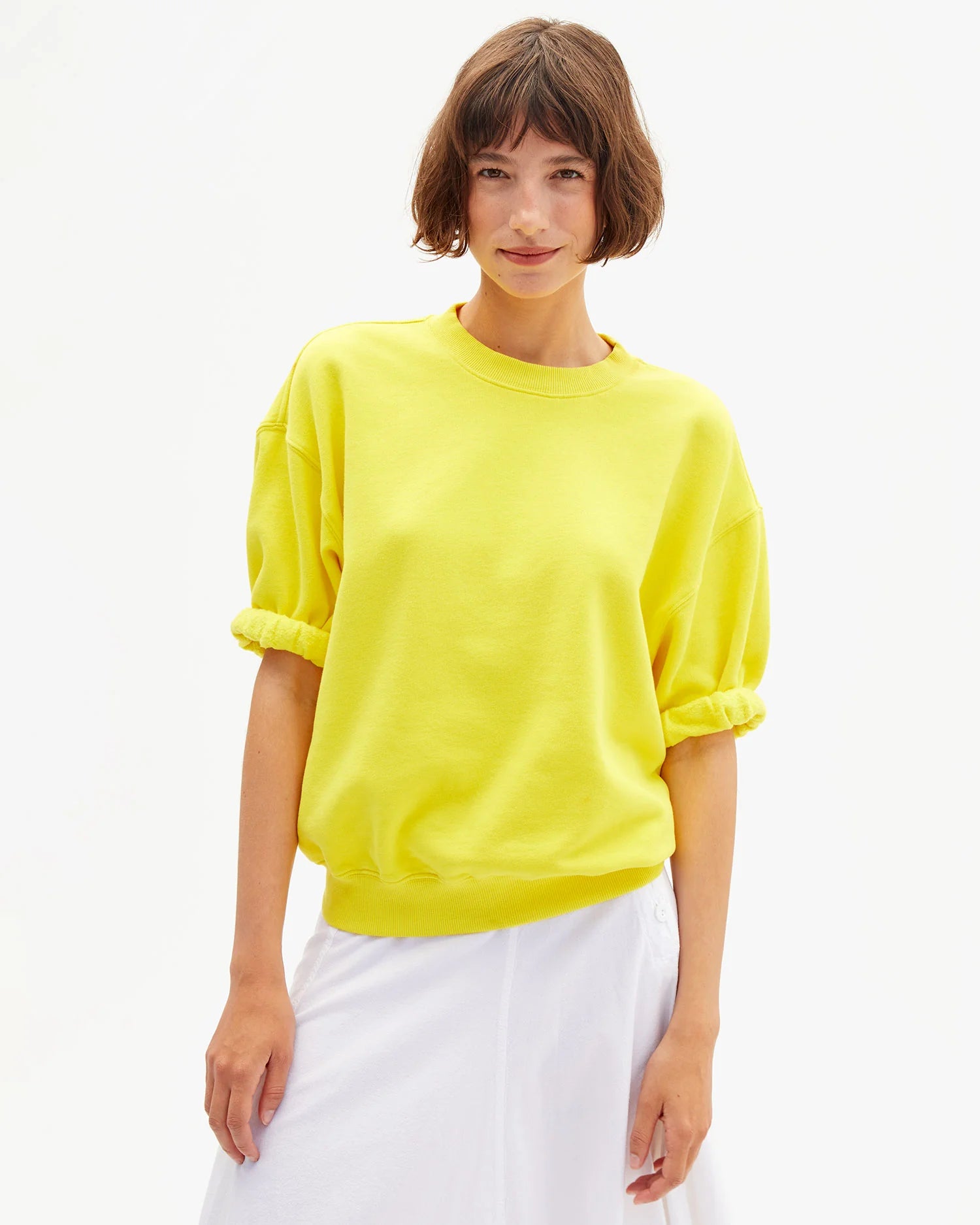Clare V. - Short Sleeve Oversized Sweatshirt in Citron