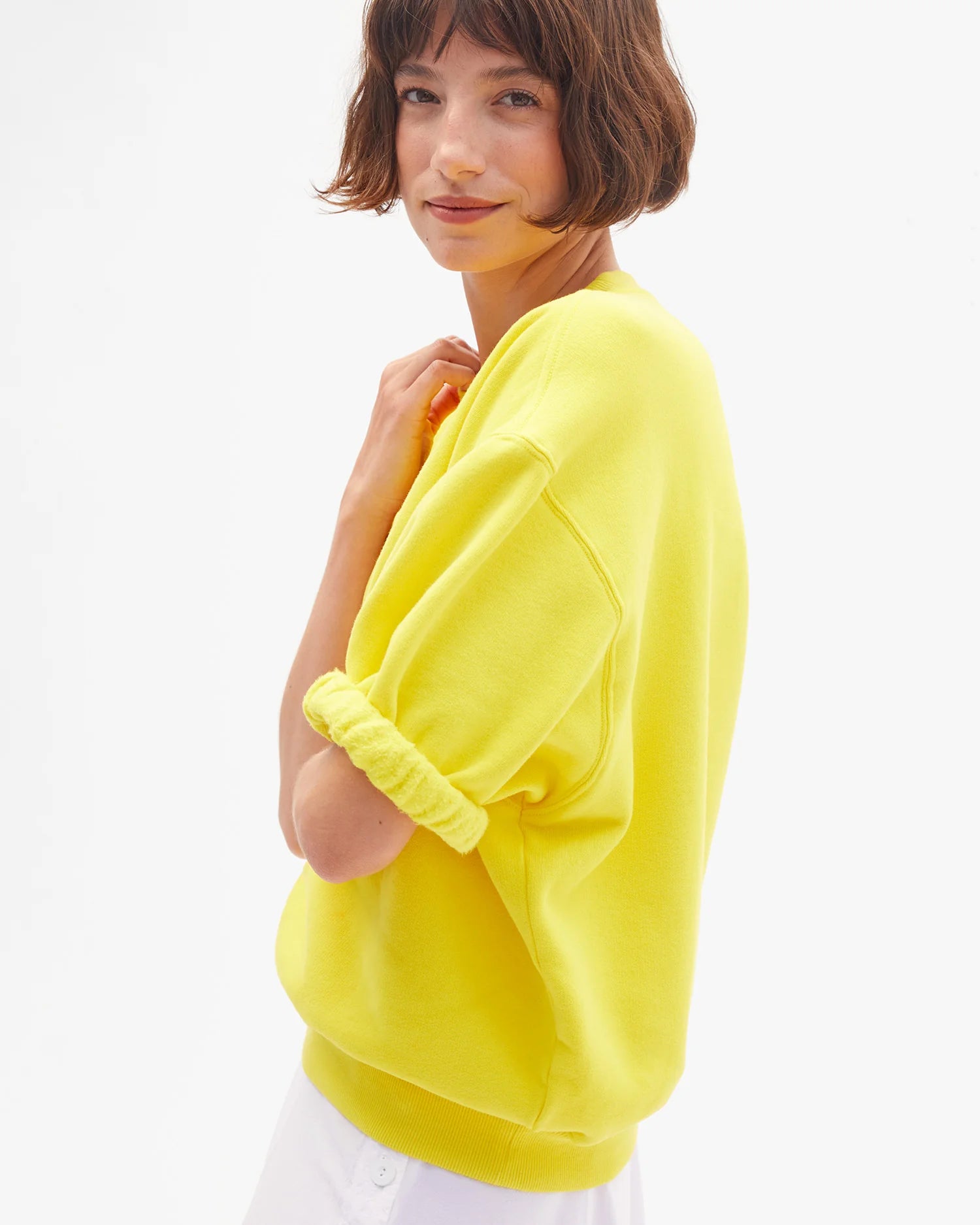 Clare V. - Short Sleeve Oversized Sweatshirt in Citron