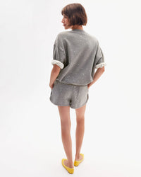 Clare V. - Le Jogging Shorts in Grey Melange Splatter