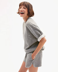 Clare V. - Le Jogging Shorts in Grey Melange Splatter