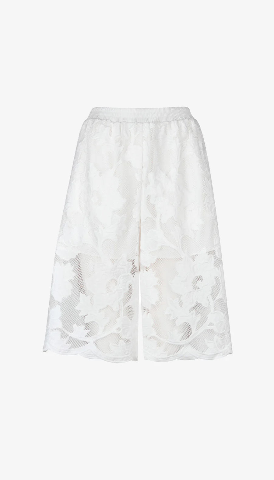 Smythe - Pull On Bermuda Short in White Applique