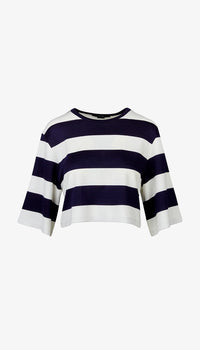 Smythe - Cropped Swing Tee in Navy/White