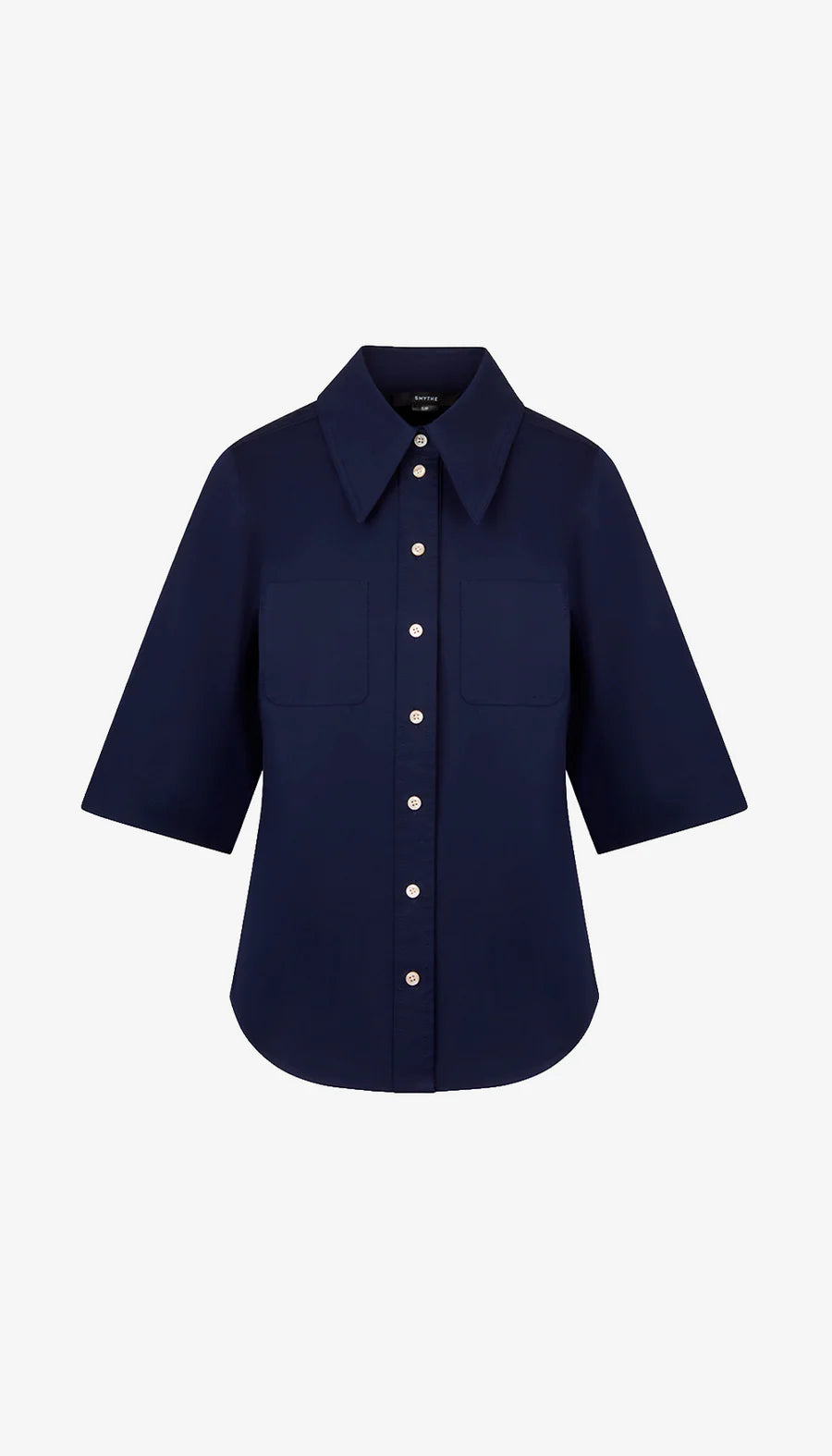 Smythe - 3/4 Sleeve Point Collar Shirt in Navy
