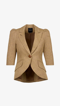 Smythe - Crop Sleeve Pouf One Button Blazer in Tortilla