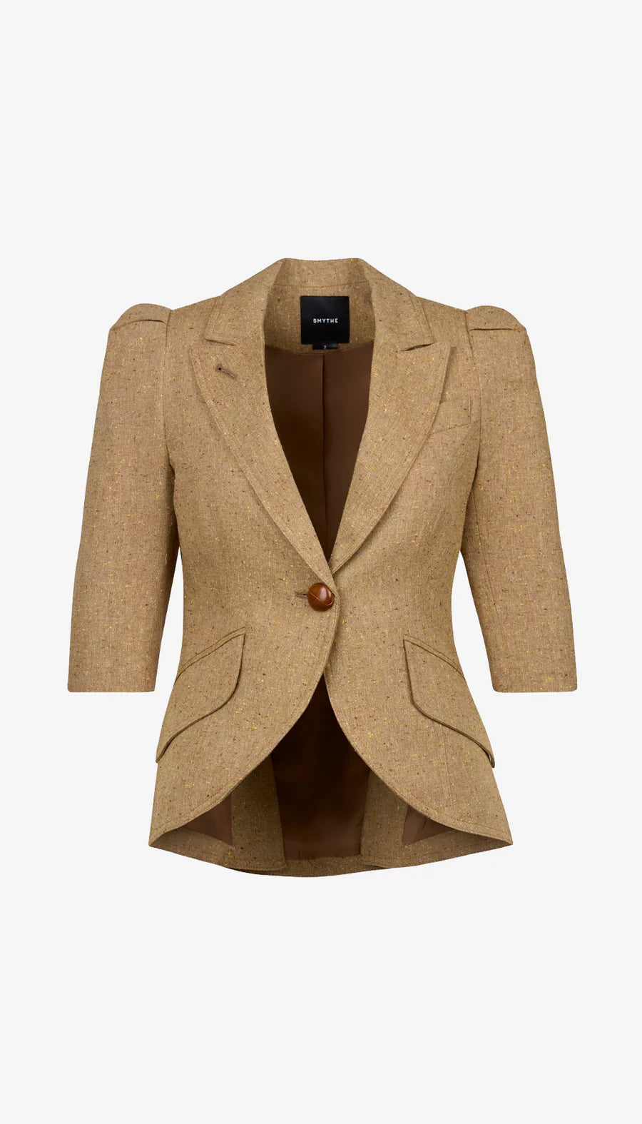 Smythe - Crop Sleeve Pouf One Button Blazer in Tortilla
