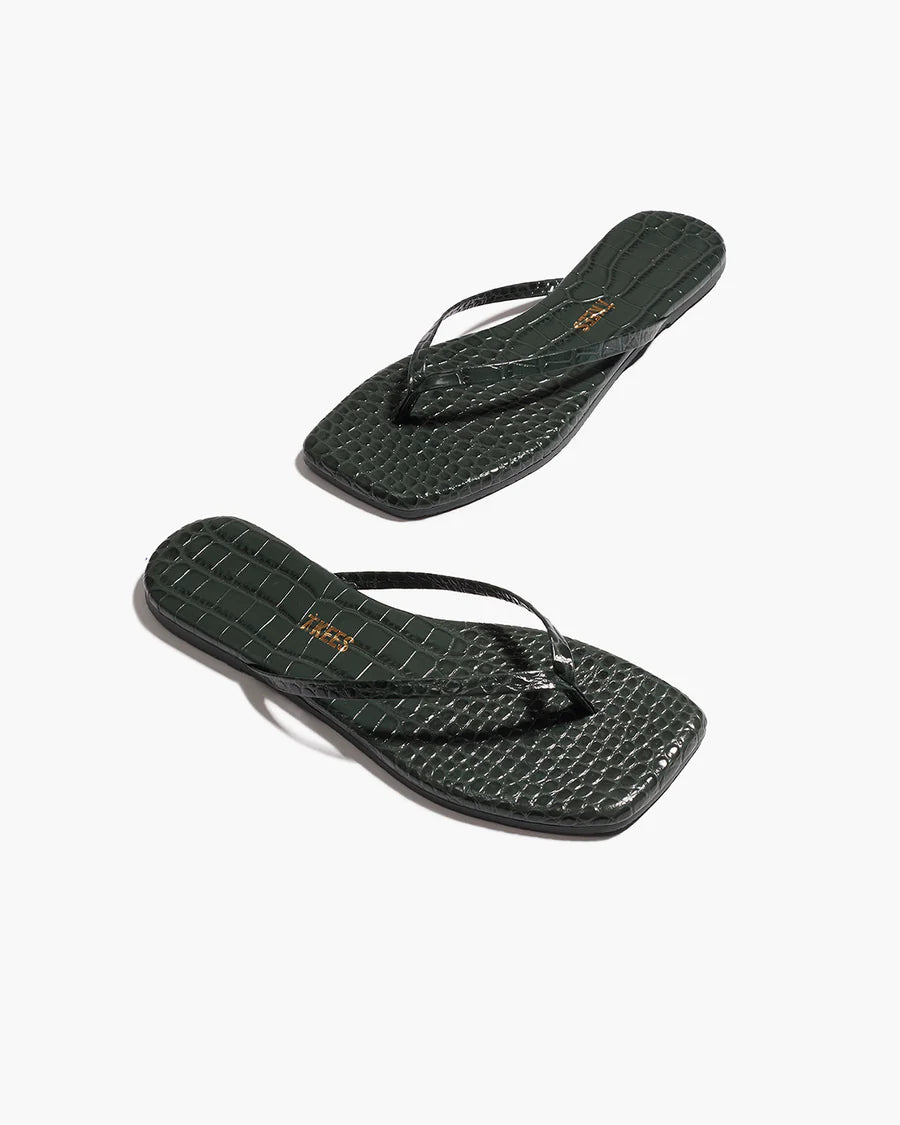 TKEES - Square Toe Lily Croc in Emerald