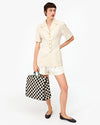 Clare V. - Petit Summer Simple Tote - Black/Cream Crochet Checker