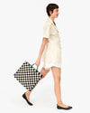 Clare V. - Petit Summer Simple Tote - Black/Cream Crochet Checker