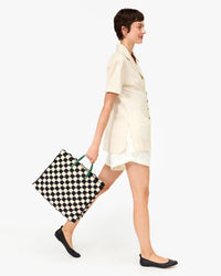 Clare V. - Petit Summer Simple Tote - Black/Cream Crochet Checker