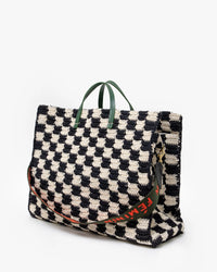 Clare V. - Petit Summer Simple Tote - Black/Cream Crochet Checker