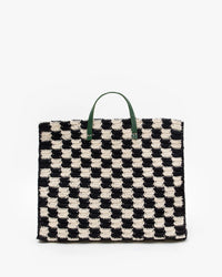 Clare V. - Petit Summer Simple Tote - Black/Cream Crochet Checker