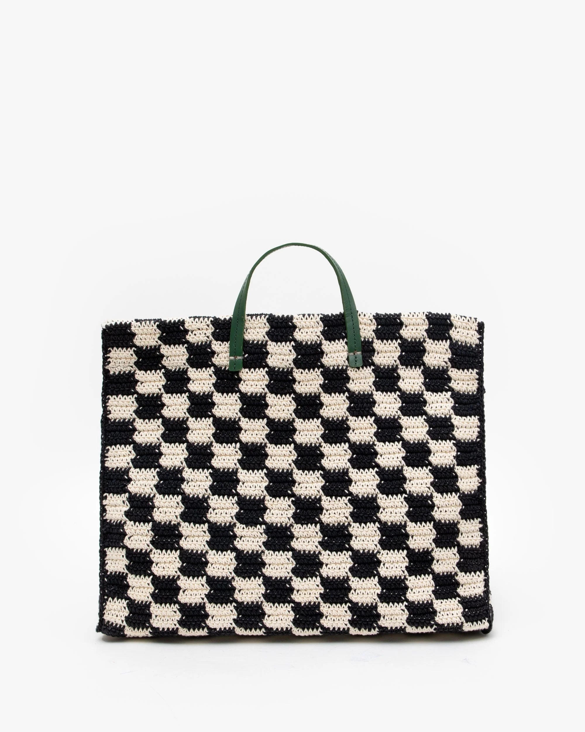 Clare V. - Petit Summer Simple Tote - Black/Cream Crochet Checker