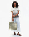 Clare V. - Summer Simple Tote - Olive/Cream Crochet Checker
