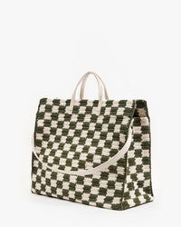 Clare V. - Summer Simple Tote - Olive/Cream Crochet Checker