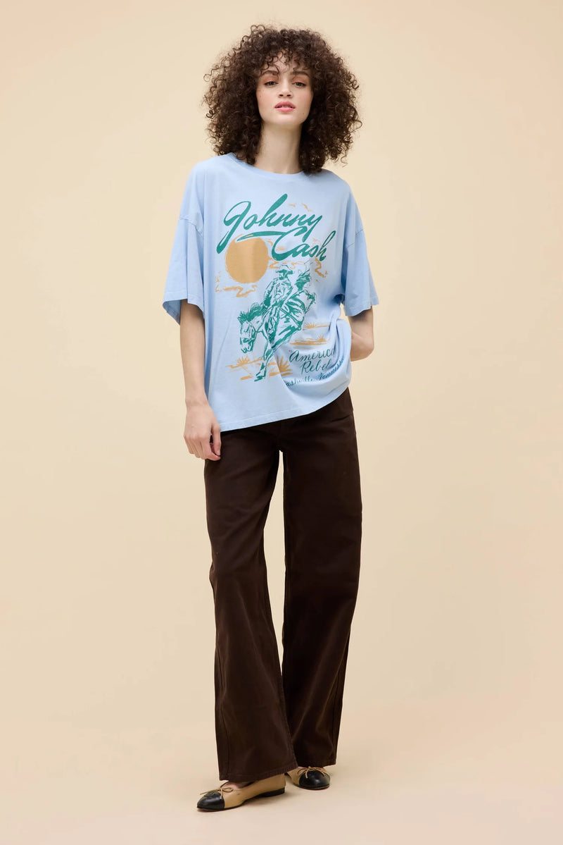 DAYDREAMER - Johnny Cash American Rebel Tee in Airey Blue