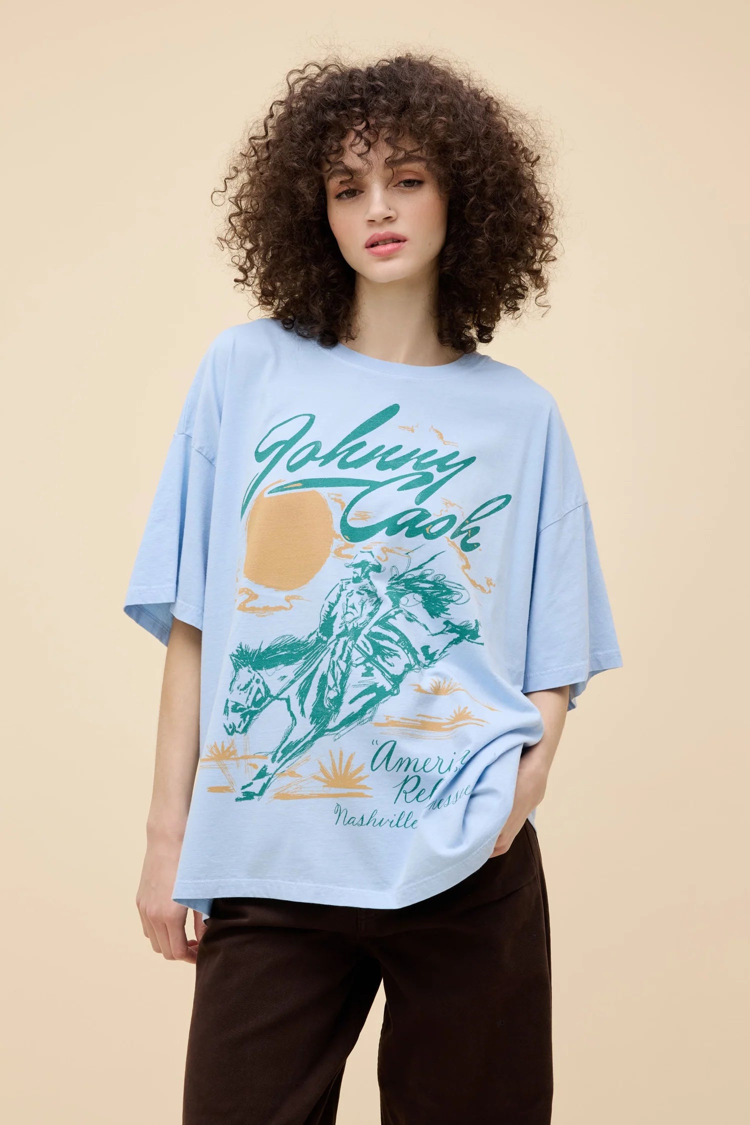 DAYDREAMER - Johnny Cash American Rebel Tee in Airey Blue