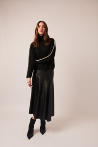 Line - Trinity Stitch Ribbed Turtleneck Sweater in Nightfall Raven