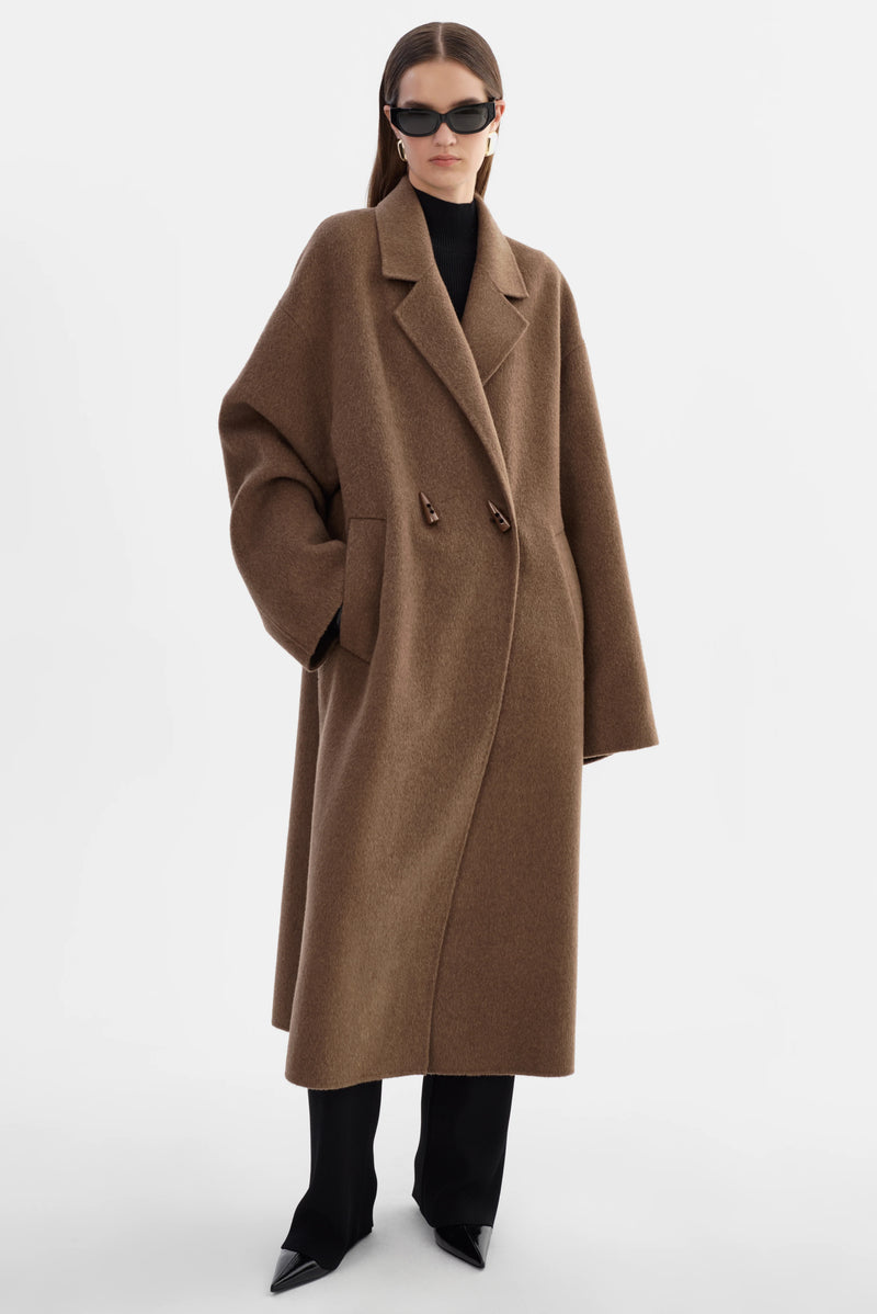 LAMARQUE - Twila - Wool Scarf Coat in Heather Brown