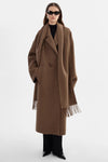 LAMARQUE - Twila - Wool Scarf Coat in Heather Brown