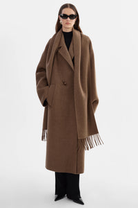 LAMARQUE - Twila - Wool Scarf Coat in Heather Brown