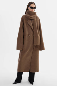 LAMARQUE - Twila - Wool Scarf Coat in Heather Brown