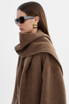 LAMARQUE - Twila - Wool Scarf Coat in Heather Brown