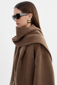 LAMARQUE - Twila - Wool Scarf Coat in Heather Brown