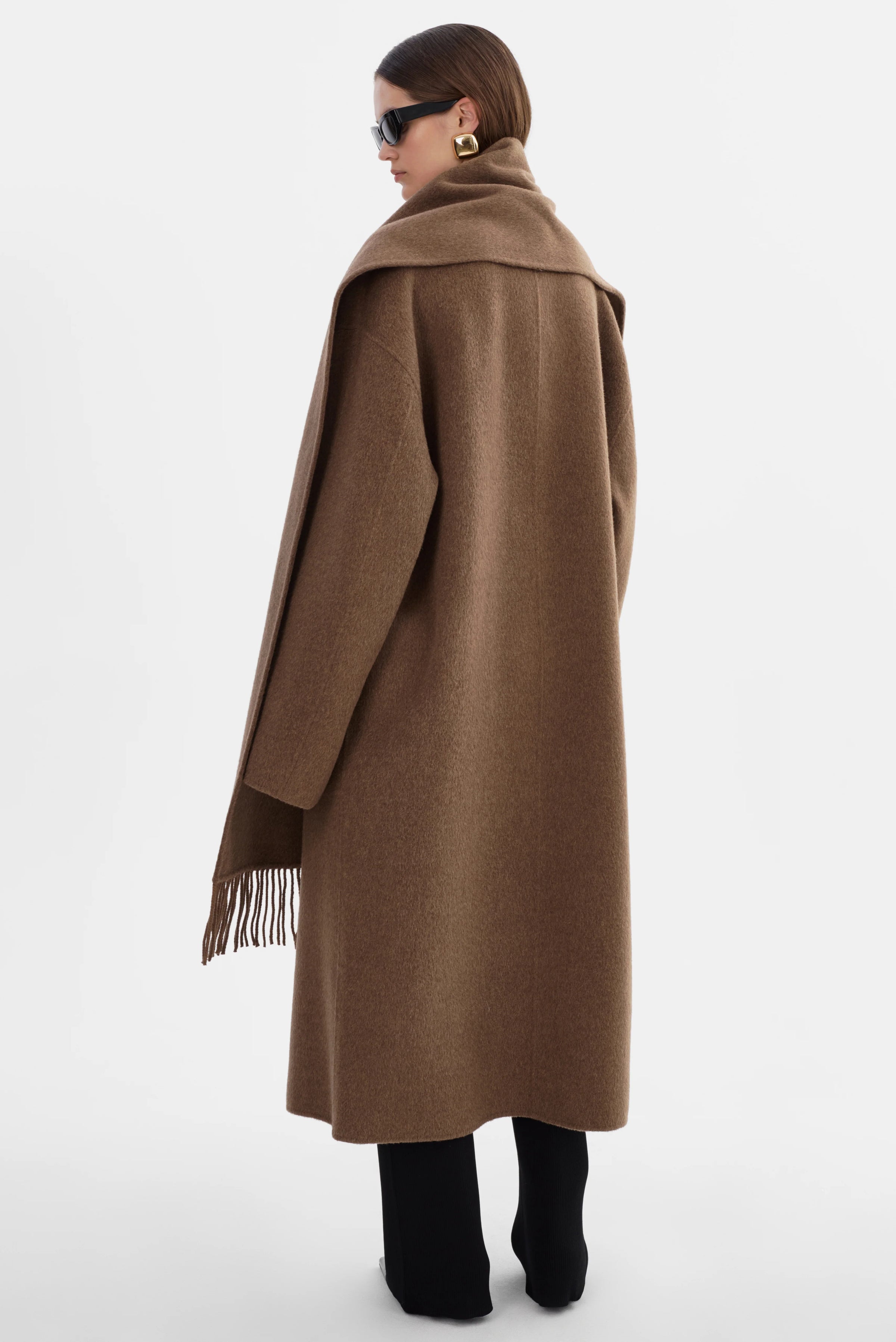 LAMARQUE - Twila - Wool Scarf Coat in Heather Brown