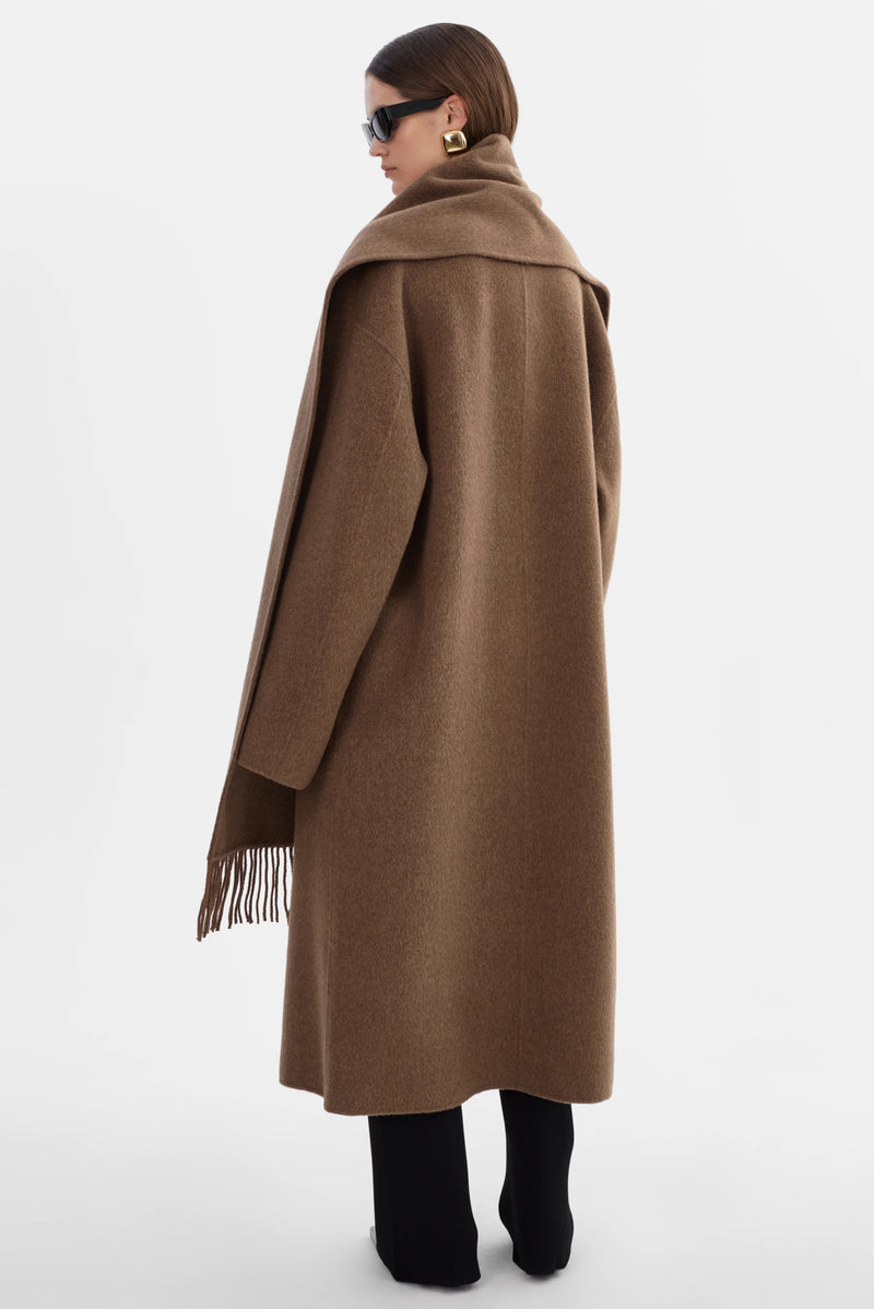 LAMARQUE - Twila - Wool Scarf Coat in Heather Brown