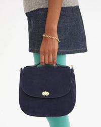 Clare V. - Turnlock Louis with Top Handle in Suede Navy