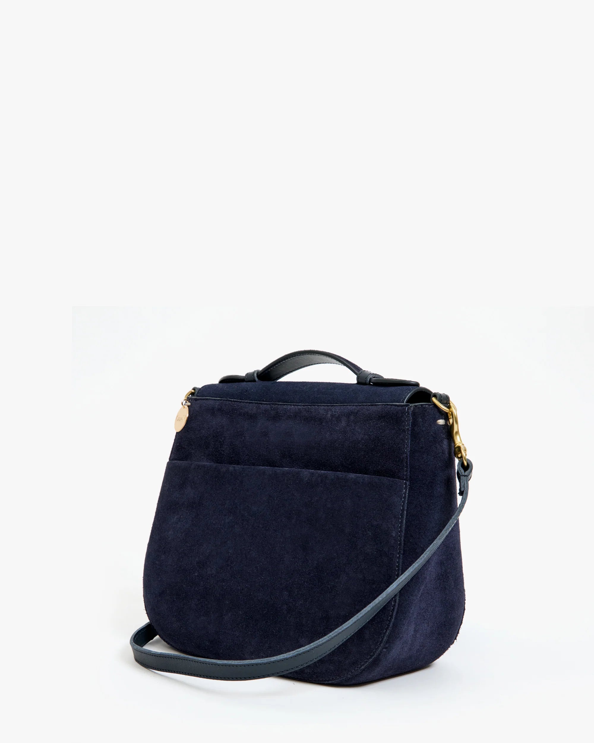 Clare V. - Turnlock Louis with Top Handle in Suede Navy