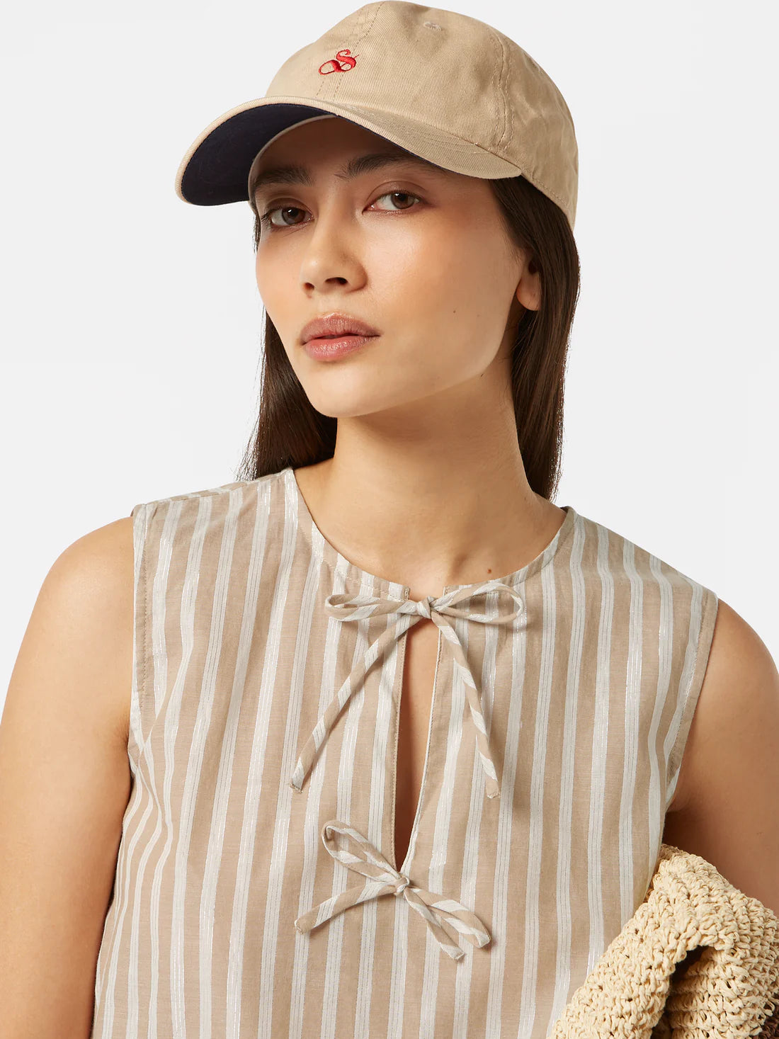 Scotch & Soda - Bow Details Top in Desert Sand Stripe with Lurex