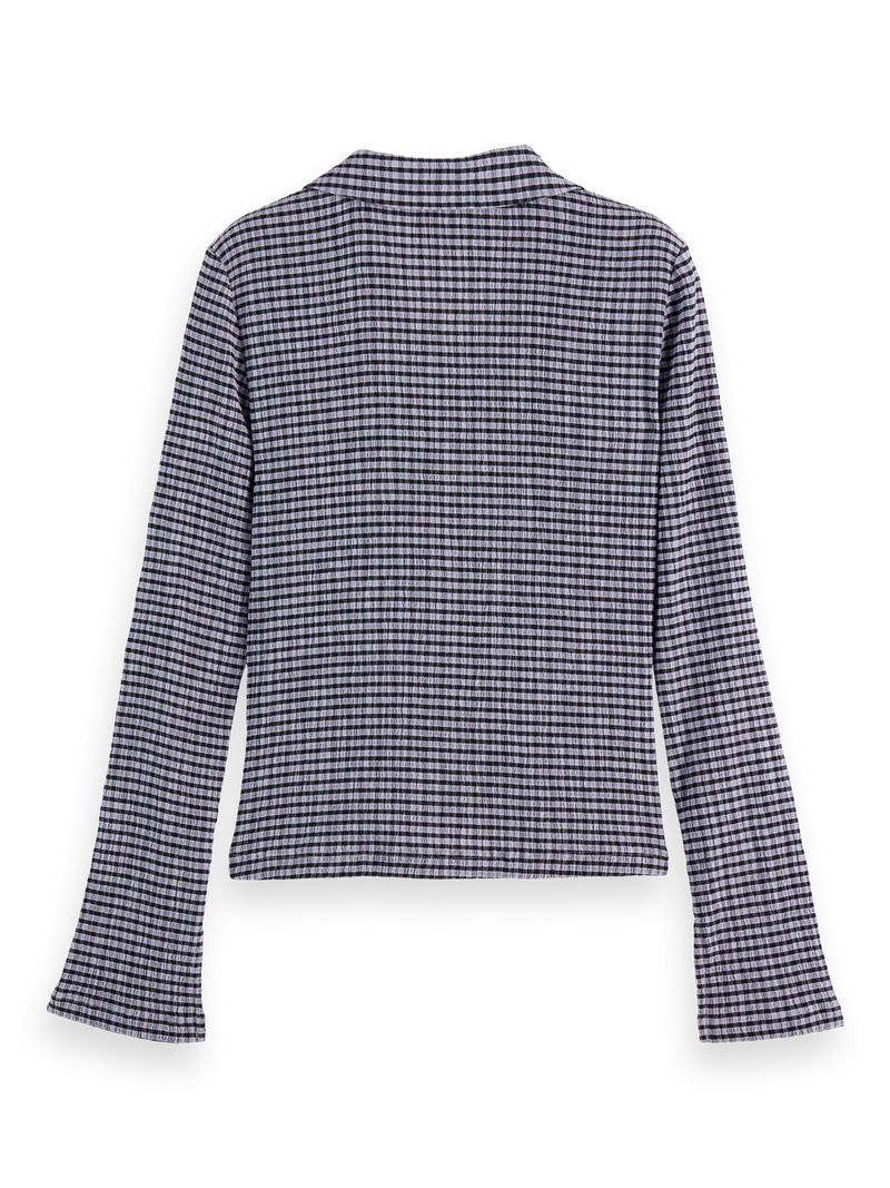 Scotch & Soda - Gingham Button Up Top in Sky Captain/Languid Lavender