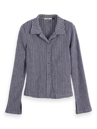 Scotch & Soda - Gingham Button Up Top in Sky Captain/Languid Lavender