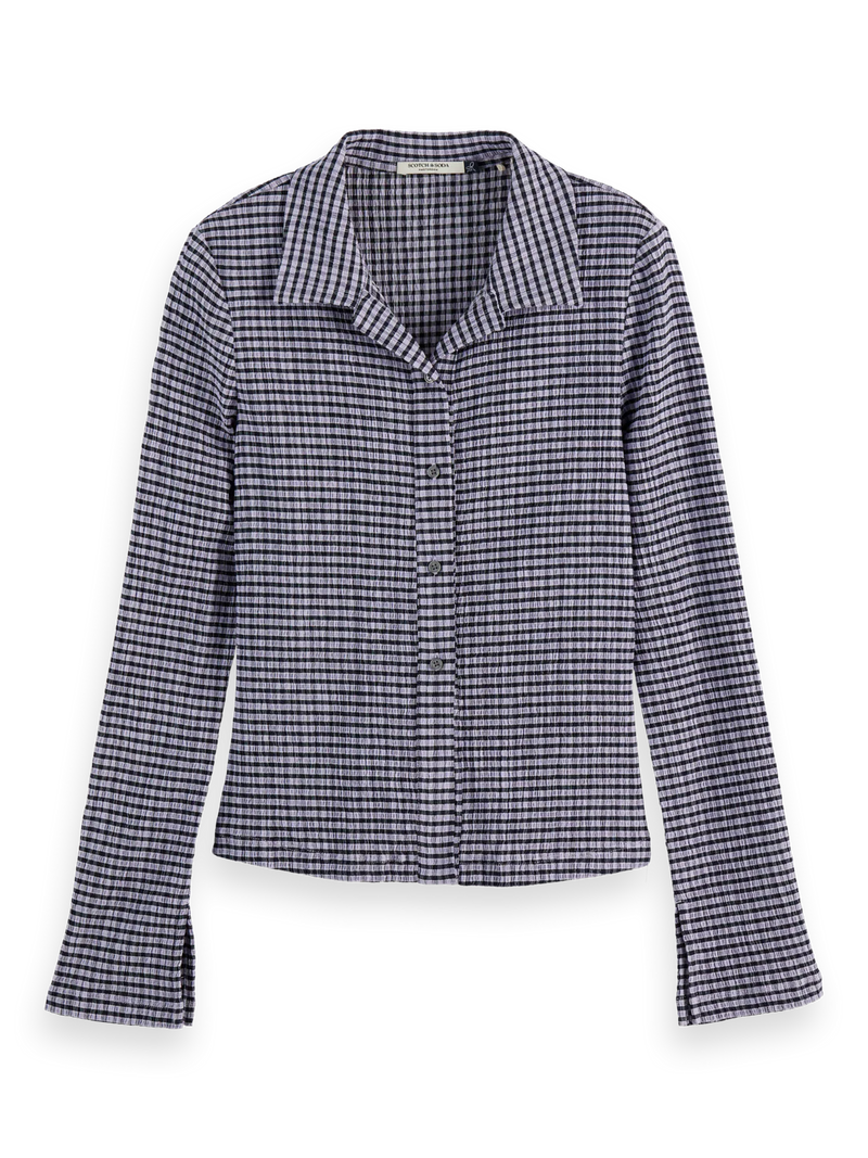 Scotch & Soda - Gingham Button Up Top in Sky Captain/Languid Lavender