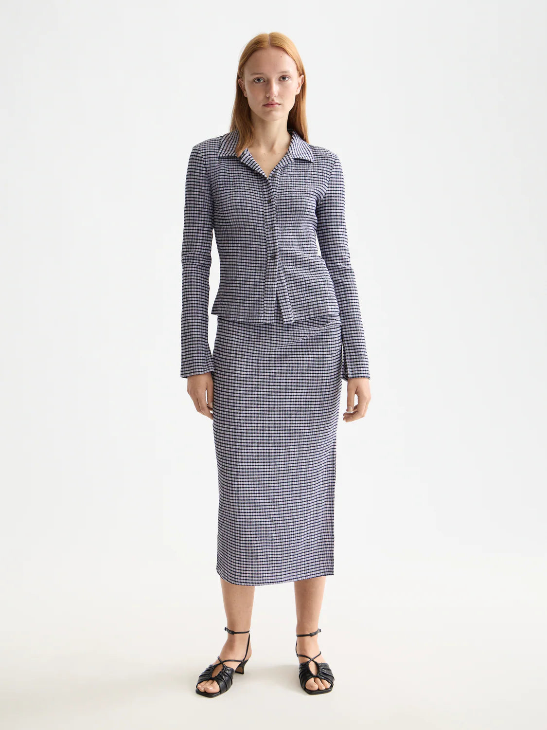 Scotch & Soda - Gingham Button Up Top in Sky Captain/Languid Lavender