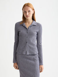 Scotch & Soda - Gingham Button Up Top in Sky Captain/Languid Lavender