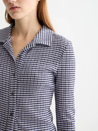Scotch & Soda - Gingham Button Up Top in Sky Captain/Languid Lavender