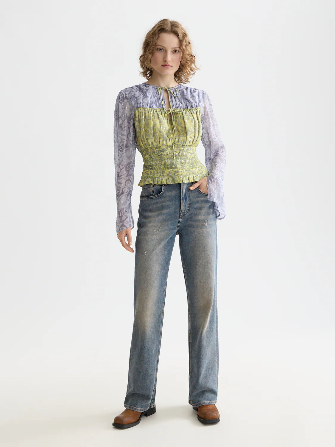 Scotch & Soda - Smocked Waist Top in Dancer Lavender