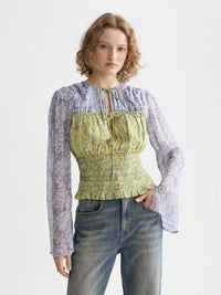 Scotch & Soda - Smocked Waist Top in Dancer Lavender