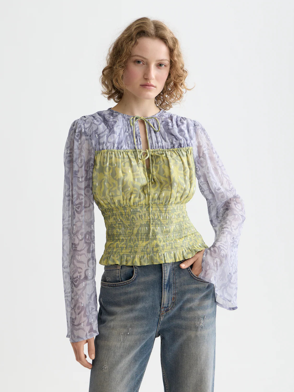 Scotch & Soda - Smocked Waist Top in Dancer Lavender