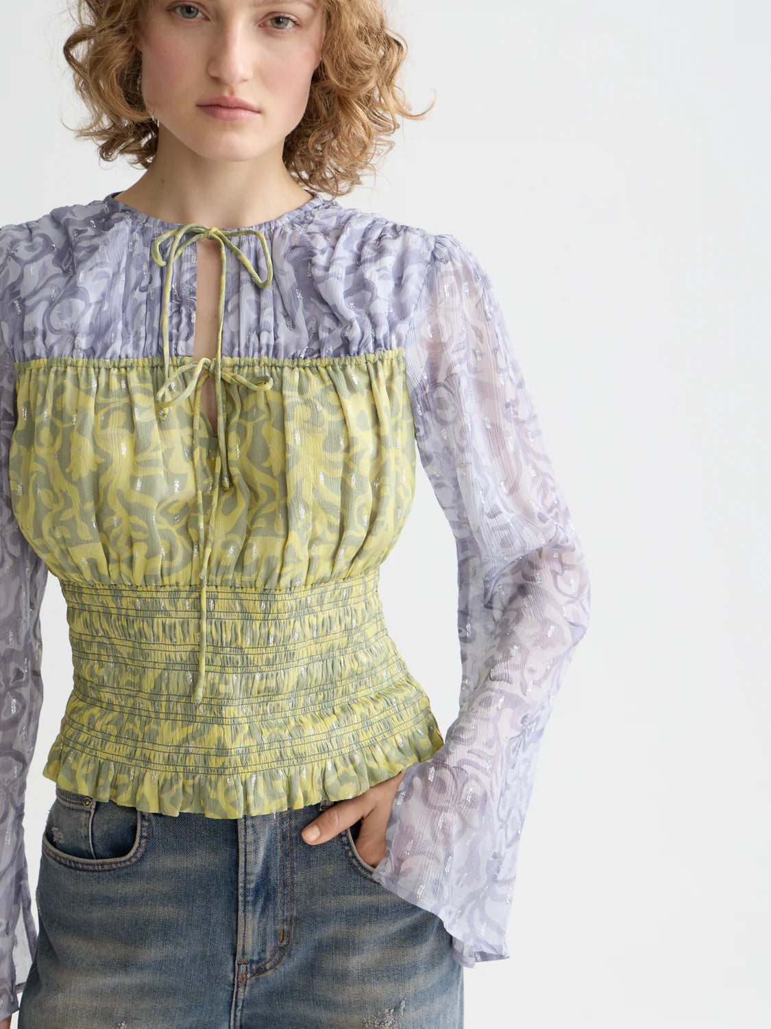 Scotch & Soda - Smocked Waist Top in Dancer Lavender